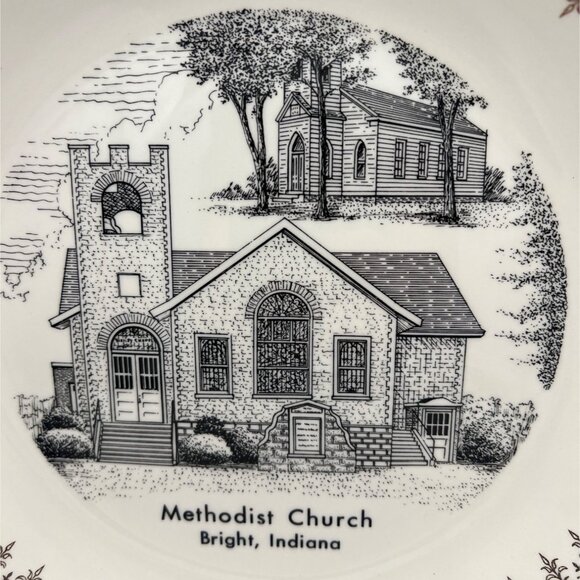 1960s Methodist Church Bright Indiana Collectible Plate World Wide Art Studios - Picture 3 of 5